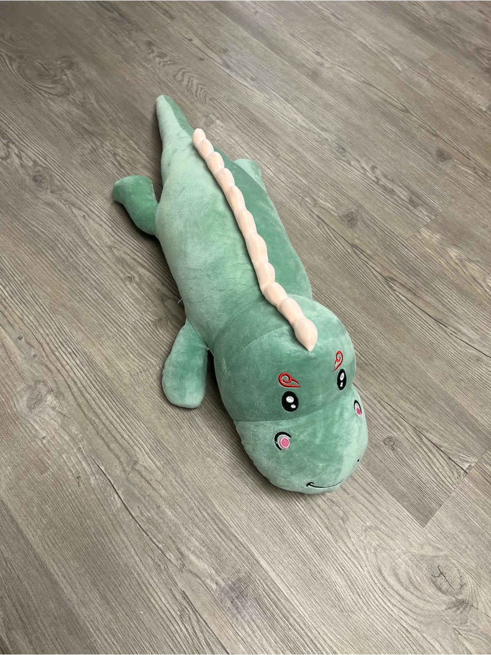 Cute Green Dinosaur Long Pillow Plushie Stuffed Animal
